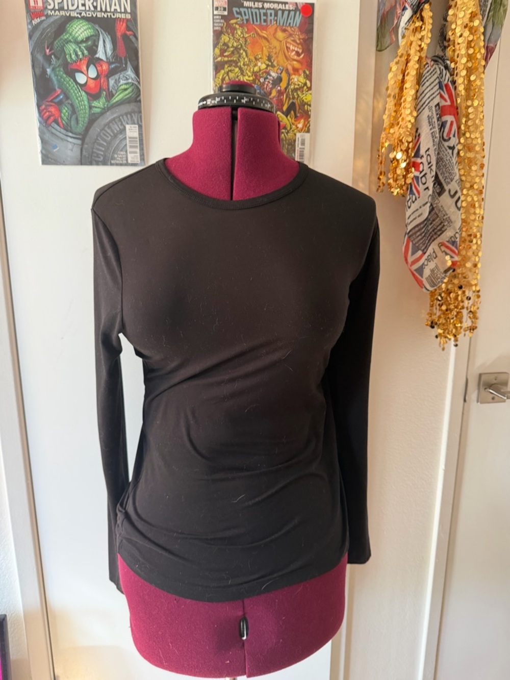 Black Long-Sleeve Crew Top